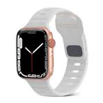 For Apple Watch 9 45mm Square Buckle Stripes Silicone Watch Band(White)