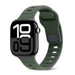 For Apple Watch Series 10 46mm Square Buckle Stripes Silicone Watch Band(Army Green)