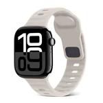 For Apple Watch Series 10 46mm Square Buckle Stripes Silicone Watch Band(Starlight)