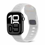 For Apple Watch Series 10 42mm Square Buckle Stripes Silicone Watch Band(White)