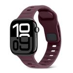 For Apple Watch Series 10 42mm Square Buckle Stripes Silicone Watch Band(Wine Red)