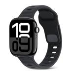 For Apple Watch Series 10 42mm Square Buckle Stripes Silicone Watch Band(Black)