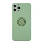 For iPhone 11 Solid Color Liquid Silicone Shockproof Full Coverage Protective Case with Ring Holder(Green)