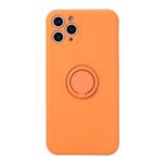 For iPhone 11 Pro Solid Color Liquid Silicone Shockproof Full Coverage Protective Case with Ring Holder(Orange)