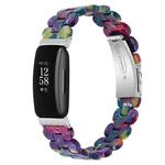 For Fitbit Inspire 3 Oval Resin Replacement Watch Band(Purple Green Flower)