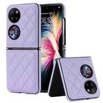 For Huawei P50 Pocket Rhombic Microfiber Folding Phone Case(Purple)