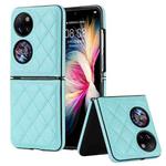 For Huawei P50 Pocket Rhombic Microfiber Folding Phone Case(Blue)