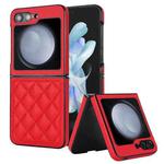 For Samsung Galaxy Z Flip5 Rhombic Microfiber Folding Phone Case(Red)