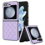 For Samsung Galaxy Z Flip5 Rhombic Microfiber Folding Phone Case(Purple)