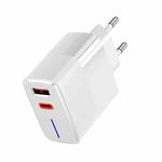 PD100W USB-C / Type-C + USB Charger with Indicator Light, Plug Type:EU Plug(White)