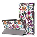 For Honor Pad 7 10.1inch/X8/X8 Lite Custer Painted Painted 3-folding Holder Tablet PC Leather Case(Butterfly)