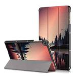 For Honor Pad 7 10.1inch/X8/X8 Lite Custer Painted Painted 3-folding Holder Tablet PC Leather Case(Dusk)