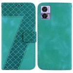 For Motorola Edge 30 Neo 7-shaped Embossed Leather Phone Case(Green)