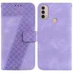 For Motorola Moto E20/E30/E40 7-shaped Embossed Leather Phone Case(Purple)