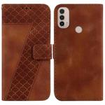 For Motorola Moto E20/E30/E40 7-shaped Embossed Leather Phone Case(Brown)