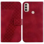 For Motorola Moto E20/E30/E40 7-shaped Embossed Leather Phone Case(Red)