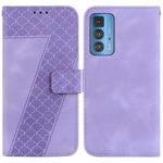 For Motorola Edge 20 Pro 7-shaped Embossed Leather Phone Case(Purple)