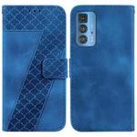 For Motorola Edge 20 Pro 7-shaped Embossed Leather Phone Case(Blue)