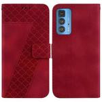 For Motorola Edge 20 Pro 7-shaped Embossed Leather Phone Case(Red)