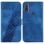 For Motorola G Pure 7-shaped Embossed Leather Phone Case(Blue)