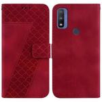 For Motorola G Pure 7-shaped Embossed Leather Phone Case(Red)