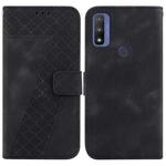 For Motorola G Pure Seven-shaped Embossed Leather Phone Case(Black)