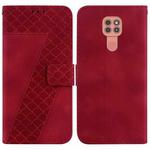 For Motorola Moto G9 Play/E7 Plus 7-shaped Embossed Leather Phone Case(Red)