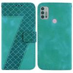 For Motorola Moto G30/G10/G20/G10 Power 7-shaped Embossed Leather Phone Case(Green)