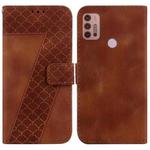 For Motorola Moto G30/G10/G20/G10 Power 7-shaped Embossed Leather Phone Case(Brown)