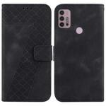 For Motorola Moto G30/G10/G20/G10 Power 7-shaped Embossed Leather Phone Case(Black)