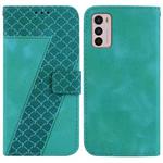 For Motorola Moto G42 Seven-shaped Embossed Leather Phone Case(Green)