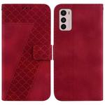 For Motorola Moto G42 7-shaped Embossed Leather Phone Case(Red)