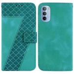 For Motorola Moto G51 7-shaped Embossed Leather Phone Case(Green)