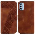 For Motorola Moto G51 7-shaped Embossed Leather Phone Case(Brown)