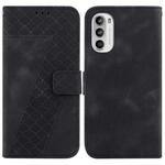For Motorola Moto G52 7-shaped Embossed Leather Phone Case(Black)