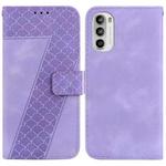 For Motorola Moto G52J JP Version 7-shaped Embossed Leather Phone Case(Purple)