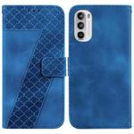 For Motorola Moto G52J JP Version Seven-shaped Embossed Leather Phone Case(Blue)