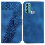 For Motorola Moto G60/G40 Fusion 7-shaped Embossed Leather Phone Case(Blue)