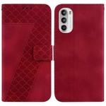 For Motorola Moto G62 5G Seven-shaped Embossed Leather Phone Case(Red)