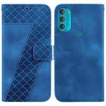 For Motorola Moto G71 5G 7-shaped Embossed Leather Phone Case(Blue)