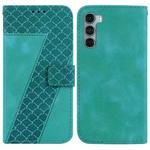 For Motorola Moto G200 5G/Edge S30 7-shaped Embossed Leather Phone Case(Green)