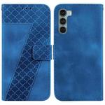 For Motorola Moto G200 5G/Edge S30 7-shaped Embossed Leather Phone Case(Blue)