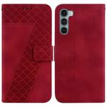 For Motorola Moto G200 5G/Edge S30 Seven-shaped Embossed Leather Phone Case(Red)