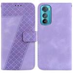 For Motorola Edge 30 7-shaped Embossed Leather Phone Case(Purple)