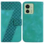 For Motorola Edge 40 7-shaped Embossed Leather Phone Case(Green)