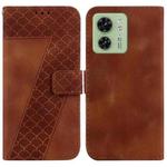 For Motorola Edge 40 7-shaped Embossed Leather Phone Case(Brown)