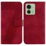 For Motorola Edge 40 Seven-shaped Embossed Leather Phone Case(Red)