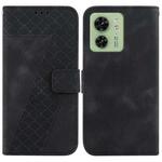 For Motorola Edge 40 7-shaped Embossed Leather Phone Case(Black)