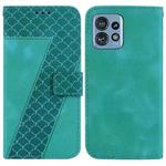 For Motorola Edge 40 Pro 7-shaped Embossed Leather Phone Case(Green)