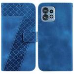 For Motorola Edge 40 Pro 7-shaped Embossed Leather Phone Case(Blue)